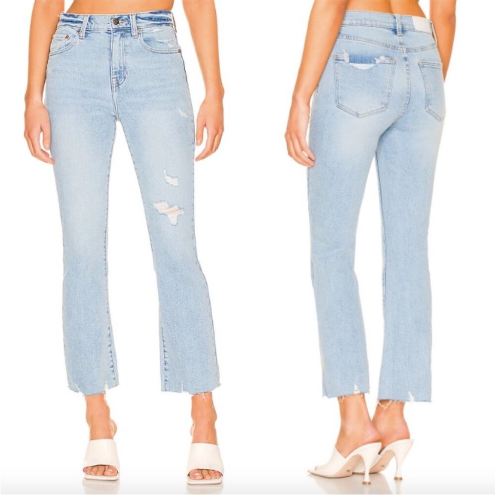 Pistola‎ Lennon High Rise Crop Boot Wash Fountain Distressed Light Blue Size 28